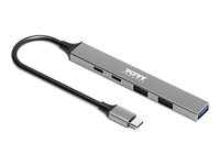 PORT Connect - Hubb - 1 x USB-C + 1 x USB-C (strömleverans) + 2 x USB-A 2.0 + 1 x USB-A 3.2 Gen 1 - skrivbordsmodell 900163