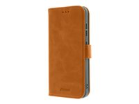 Insmat Premium - Vikbart fodral för mobiltelefon - genuint läder, kartong+papper, termoplastisk polyuretan (TPU), polyuretan - brun - för Samsung Galaxy S24 650-3228