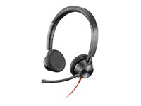 Poly Blackwire 3225 - Blackwire 3200 Series - headset - på örat - kabelansluten - USB, 3,5 mm kontakt - svart - Skype-certifierat, Cisco Jabber-certifierad, Avaya-certifierad 80S11A6