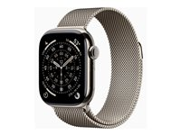 Apple Watch Series 11 (GPS + Cellular) - 42 mm - naturlig titan - smart klocka med milanesisk loop - nät av rostfritt stål - naturlig - handledsstorlek: 130-180 mm - 64 GB - Bluetooth, LTE, Wi-Fi 4, UWB - 5G - 34.6 g MF8P4QN/A