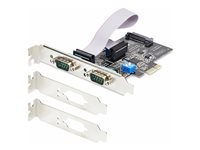 StarTech.com 2-Port Serial PCIe Card, Dual-Port PCI Express to RS232/RS422/RS485 (DB9) Serial Card, Low-Profile Brackets Incl., 16C1050 UART, TAA-Compliant, Windows/Linux, TAA Compliant - Level-4 ESD Protection (2S232422485-PC-CARD) - Seriell adapter - PCI Express x1 låg profil - RS-232 x 2 - svart - TAA-kompatibel 2S232422485-PC-CARD