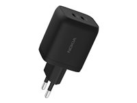 Nokia - Strömadapter - 65 Watt - 2 utdatakontakter (24 pin USB-C) - svart - EU 8P00000273