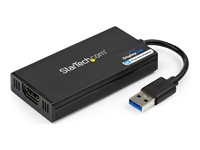 StarTech.com USB 3.0 till HDMI-adapter - 4K 30Hz Ultra HD - DisplayLink-certifierad - USB Type-A till HDMI-skärmadapteromvandlare för bildskärm - Externt video- och grafikkort - Mac och Windows - Adapterkabel - TAA-kompatibel - USB typ A hane till HDMI hona - 20 cm - svart - USB-ström + -ljud - för P/N: HDDVIMM3, HDMM12, HDMM15, HDMM1MP, HDMM2MP, HDMM3, HDMM3MP, HDMM50A, HDMM6, HDPMM50 USB32HD4K