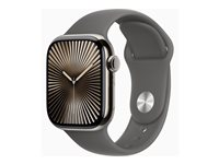 Apple Watch Series 10 (GPS + Cellular) - 42 mm - naturlig titan - smart klocka med sportband - fluoroelastomer - klippgrå - bandstorlek: S/M - 64 GB - LTE, Wi-Fi 4, UWB, Bluetooth - 4G - 34.4 g MWXD3QN/A