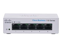 Cisco Business 110 Series 110-5T-D - Switch - ohanterad - 5 x 10/100/1000 - rackmonterbar, skrivbordsmodell, väggmonterbar - Likström CBS110-5T-D-EU