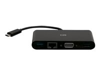 C2G USB C to HDMI, VGA, USB A, Ethernet Adapter - 4K 30Hz - Black - Dockningsstation - USB-C / Thunderbolt 3 - HDMI, VGA - 1GbE C2G29828