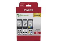 Canon PG-575XLx2/CL-576XL Multipack - 3-pack - Lång livslängd - svart, färg (cyan, magenta, gul) - original - hängande låda - bläckpatron - för PIXMA TR4750i, TR4751i, TS3550i, TS3551i 5437C004