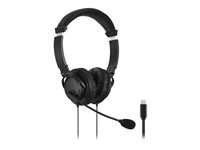 Kensington Hi-Fi USB-C Headphones with Mic - Headset - på örat - kabelansluten - USB-C - svart K97457WW