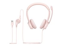 Logitech H390 - Headset - på örat - kabelansluten - USB-A - rosa 981-001281