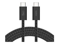 Belkin BoostCharge - USB-kabel - USB-C (hane) till USB-C (hane) - DC 48 V - 5 A - 1.5 m - USB-strömförsörjning (240W), flätad kabel - svart (paket om 2) BBD009HQ05BK2PK