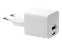 dbramante1928 re-charge - Strömadapter - 30 Watt - PD - 2 utdatakontakter (USB, 24 pin USB-C) - vit - Europa CH18EUWH7098
