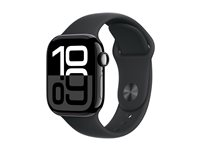 Apple Watch Series 10 (GPS) - 42 mm - jet black aluminium - smart klocka med sportband - fluoroelastomer - svart - bandstorlek: S/M - 64 GB - Wi-Fi 4, UWB, Bluetooth - 30 g MWWE3QN/A