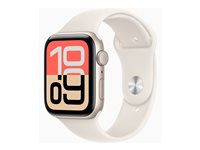Apple Watch SE 3 (GPS) - 44 mm - stjärnljusaluminium - smart klocka med sportband - fluoroelastomer - starlight - bandstorlek: S/M - 64 GB - Wi-Fi 4, Bluetooth - 32.9 g MEHG4QN/A