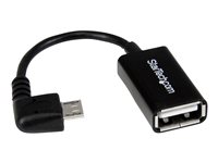 StarTech.com 12 cm högervinklad Micro USB till USB OTG-värdadapter M/F - USB-adapter - USB (hona) till mikro-USB typ B (hane) - USB 2.0 OTG - 12.7 cm - högervinklad kontakt - svart UUSBOTGRA