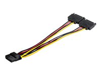 StarTech.com Dual SATA to LP4 Power Doubler Cable Adapter, 2 SATA to 4 Pin LP4 Internal PC Peripheral Power Supply Connector, SATA Y Cable, Male/Female, 18 AWG Wire, 9 Amps at 12V (108W) - 18AWG Copper Wires (DSATPMOLP4) - Strömadapter - SATA-ström (hane) till 4 pin intern effekt (hona) - 5 - 12 V - 9 A - 19.1 cm DSATPMOLP4