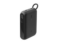 Belkin BoostCharge - Power bank - med display - 10000 mAh - 20 Watt - PD, Fast Charge - 2 utdatakontakter (USB-C) - på kabel: USB-C - svart BPB027HQBK
