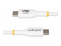 StarTech.com 1m USB C Charging Cable, USB-IF Certified USB-C Cable, 240W - USB-kabel - 24 pin USB-C (hane) till 24 pin USB-C (hane) - USB 2.0 - 48 V - 5 A - 1 m - USB-strömförsörjning (240W), utökat effektområde (EPR), Stöd för Power Delivery 3,1, halogenfri, passiv - vit USB2EPR1MW