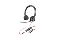 HP Poly Blackwire 3325 - Blackwire 3300 series - headset - på örat - kabelansluten - 3,5 mm kontakt, USB-C - svart - Certifierad för Microsoft-teams, UC-certifierad 8X222AA