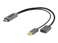 StarTech.com 1ft (30cm) HDMI to DisplayPort Adapter, Active 4K 60Hz HDMI Source to DP Monitor Adapter Cable, USB Bus Powered, HDMI 2.0 to DisplayPort Converter for Laptops/PC - Supports HDR and Ultrawide Displays (128-HDMI-DISPLAYPORT) - Adapterkabel - HDMI, USB (endast ström) hane till DisplayPort hona - 30 cm - grå, svart - 4K60Hz (3840 x 2160) stöd, aktiv, enkelriktad 128-HDMI-DISPLAYPORT