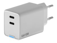Insmat - Strömadapter - 45 Watt - 3 A - PD/PPS - 2 utdatakontakter (24 pin USB-C) 530-9245