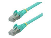 StarTech.com 7m CAT6a Ethernet Cable - Aqua - Low Smoke Zero Halogen (LSZH) - 10GbE 500MHz 100W PoE++ Snagless RJ-45 w/Strain Reliefs S/FTP Network Patch Cord - Patch-kabel - RJ-45 (hane) till RJ-45 (hane) - 7 m - S/FTP - CAT 6a - IEEE 802.3bt - halogenfri, formpressad, hakfri, tvinnad - havsblå NLAQ-7M-CAT6A-PATCH