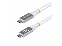 StarTech.com - USB-kabel - 24 pin USB-C (hane) till 24 pin USB-C (hane) - USB4 / Thunderbolt / DisplayPort 2.1 - 1.01 m - 4K120Hz stöd, 8K60Hz stöd, utökat effektområde (EPR), Stöd för Power Delivery 3,1 - vit CC1M80GUSB4CABLEW