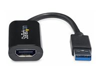 StarTech.com USB 3.0 till HDMI-adapter - 1080p (1920x1200) - Tunn/kompakt USB Type-A till HDMI-skärmadapterkonverterare - Externt video- och grafikkort - Svart - Endast Windows - Adapterkabel - TAA-kompatibel - USB typ A hane till HDMI hona - 19 cm - svart - stöd för 1080p - för P/N: HDDVIMM3, HDMM12, HDMM15, HDMM1MP, HDMM2MP, HDMM3, HDMM3MP, HDMM50A, HDMM6, HDPMM50 USB32HDES