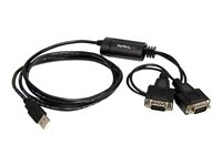 StarTech.com FTDI USB till seriell RS232-kabeladapter med 2 portar och COM-retention - Seriell adapter - USB - RS-232 x 2 - svart ICUSB2322F