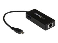 StarTech.com USB-C till Gigabit-nätverksadapter med extra USB-port - Svart - Nätverksadapter - USB-C - Gigabit Ethernet + USB 3.1 Gen 2 - svart US1GC301AU