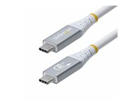 StarTech.com - USB-kabel - 24 pin USB-C (hane) till 24 pin USB-C (hane) - USB4 / Thunderbolt 3 / Thunderbolt 4 / DisplayPort 1.4 - 3.01 m - 4K120Hz stöd, robust, flexibel - vit CC3M20GUSB4CXW