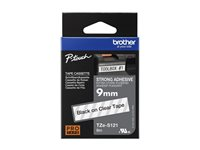 Brother TZe-S121 - Extrastark häftning - svart på klar - Rulle (0,9 cm x 8 m) 1 kassett(er) bandlaminat - för Brother PT-D210, D600, H110; P-Touch PT-1005, D200, D450, D800, E550, H110, P750, P900 TZES121