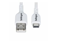 StarTech.com 2m (6.6ft) White USB-A to USB-C Charging Cable/Cord, M/M - USB-kabel - USB (hane) till 24 pin USB-C (hane) - USB 2.0 - 3 A - 2 m - ladda och synka, halogenfri, passiv, USB Fast Charge (15W) - vit USB2AC2MNCWHE