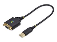 StarTech.com 1ft/30cm USB to Null Modem Serial Adapter Cable, FTDI, RS232 - USB / seriell kabel - USB (hane) till DB-9 (hona) skruvbar - 30 cm - robust, formpressad - svart 1P1FFCN-USB-SERIAL