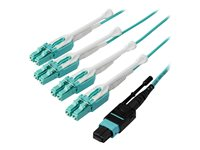 StarTech.com MTP to LC Breakout Cable - 10 ft / 3m - OM3 Multimode - 40Gb - Pull Tab - Plenum - MPO / MTP Connector - Fiber Optic Cable (MPO8LCPL3M) - Övergångskabel - MTP/MPO multi-mode (hona) tryck/dra till LC multiläge (hane) tryck/dra - 3 m - 3 m - fiberoptisk - 50/125 mikron - OM3 - plenum - havsblå MPO8LCPL3M