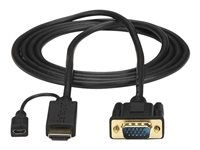 StarTech.com HDMI till VGA aktiv konverteringskabel på 1,8 m – HDMI till VGA adapter – 1920x1200 eller 1080p - Adapterkabel - HDMI, Mikro-USB typ B (endast ström) till HD-15 (VGA) hane - 2 m - svart - aktiv, 1920 x 1200 (WUXGA) stöd - för P/N: MST30C2DPPD HD2VGAMM6